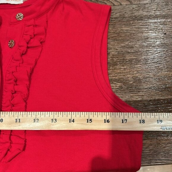 🎀 Tory Burch cotton small red sleeveless button up top small - Picture 10 of 11